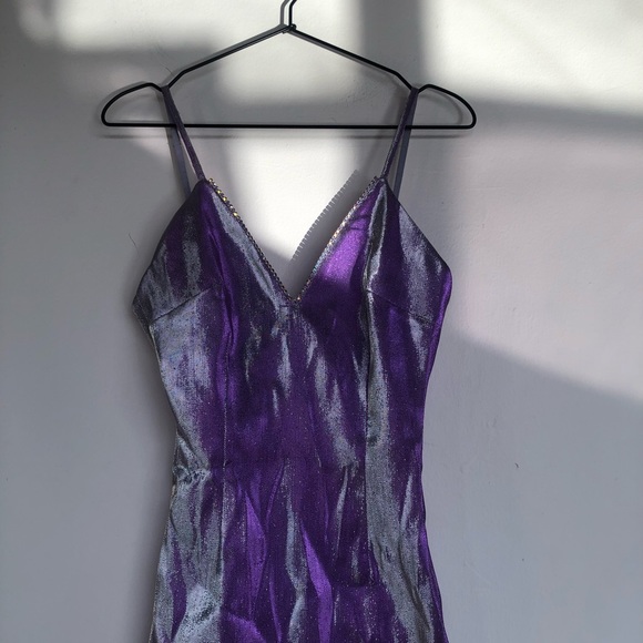 AREA Crystal Strap Bodysuit Silver Violet Purple S - Picture 7 of 10